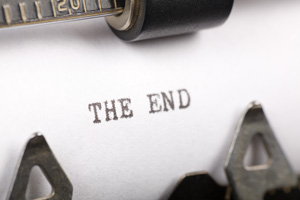 Our editors explain how to bring your story to a good plot resolution. To symbolize a good plot resolution, this is a photo of a piece of paper in a typewriter that reads: "The End."