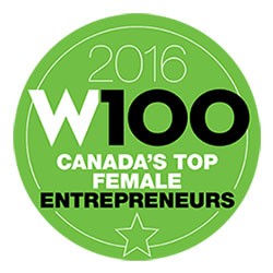 Logo for 2016 W100 ranking of Canada's Top Female Entrepreneurs