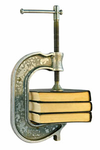 Scribendi.com's editors explain how to write a synopsis. Three books between a vice illustrate how a synopsis is a condensed version of a novel.
