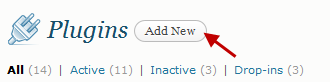 Adding the Scribendi.com WordPress plugin Finding the Add New plugin button