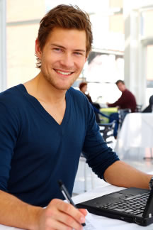 Blog Editing A blogger in a cafe