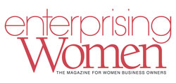 The Enterprising Women logo. There are red letters on a white background.