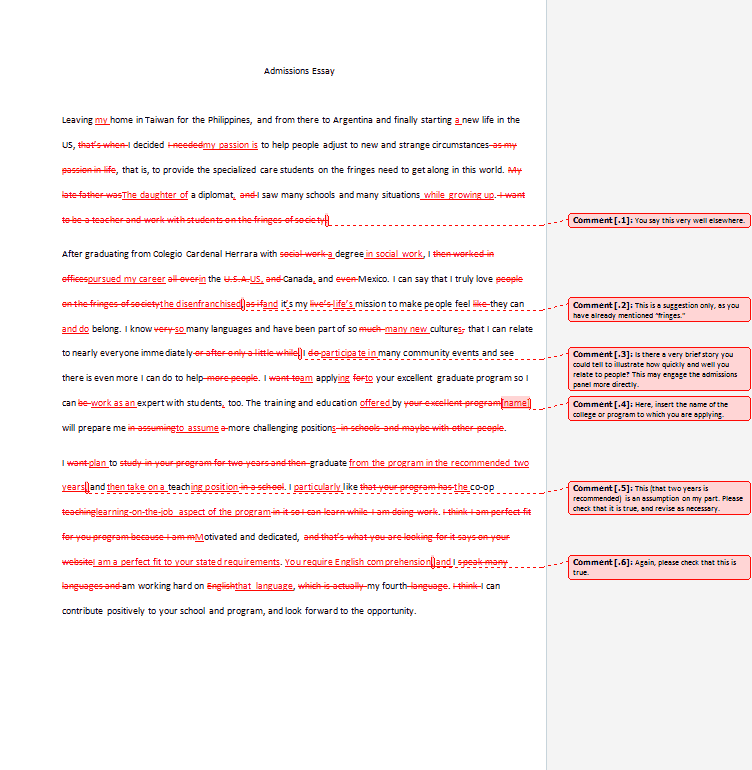 College personal essay format