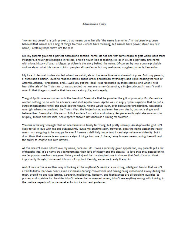 personal essay for college application